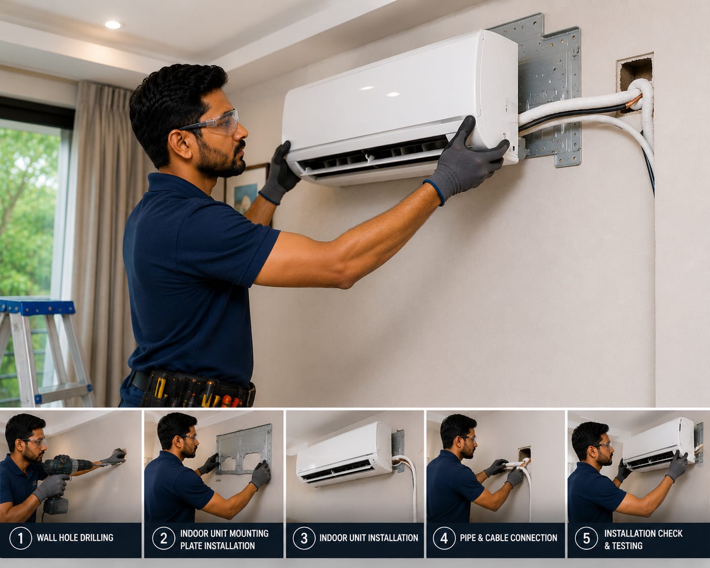 AC installation before after